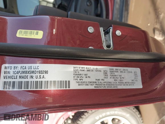 2021 Jeep Cherokee Trailhawk с VIN 1C4PJMBX5MD193290, выставлен на аукционе IAAI как лот 40903042 с пробегом 54 239 миль миль и . История ставок и продаж доступна на DreamBid. Изображение 9.