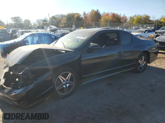 2003 Chevrolet Monte Carlo SS with VIN 2G1WX12K739423168, listed as a Copart auction lot 76147104 with 134,124 mi miles and Salvage Title. Bid and sale history available at carsss.com. Image 1.