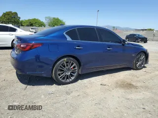 2019 Infiniti Q50 Red Sport 400 with VIN JN1FV7AP4KM761032, listed as a Copart auction lot 57807915 with 85,471 mi miles and Salvage title. Bid and sale history available at DreamBid. Image 3.