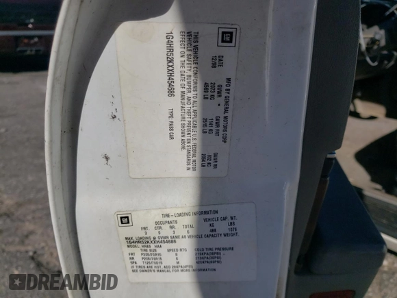 1999 Buick LeSabre Limited z VIN 1G4HR52KXXH454686, wystawiony jako Copart lot #81587074 z przebiegiem 272 932 mil mil oraz Szkoda całkowita • Salvage title. Historia ofert i sprzedaży dostępna na DreamBid. Obrazek 14.