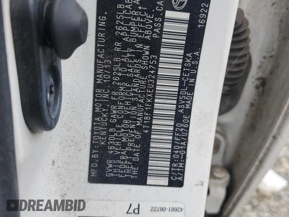 2014 Toyota Camry L with VIN 4T1BF1FKXEU324753, listed as a Copart auction lot 48102315 with 211,066 mi miles and Salvage Title. Bid and sale history available at DreamBid. Image 12.