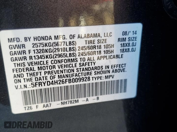 2015 Acura MDX with VIN 5FRYD4H26FB009928, listed as a Copart auction lot 44172375 with 123,644 mi miles and Salvage title. Bid and sale history available at DreamBid. Image 13.