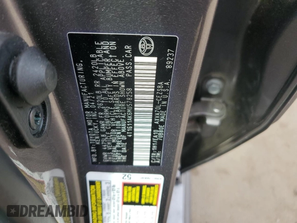 2021 Toyota Camry SE Nightshade with VIN 4T1G11AK6MU578258, listed as a Copart auction lot 54373375 with 78,312 mi miles and Salvage Title. Bid and sale history available at carsss.com. Image 12.