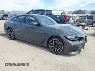 2023 BMW i4 M50 with VIN WBY33AW01PFR39908, listed as a IAAI auction lot 41598780 with 13,270 mi miles. Bid and sale history available at carsss.com. Image 1.