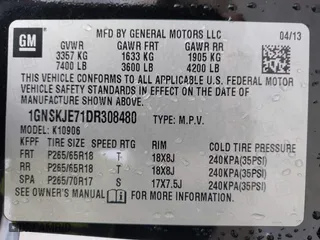 2013 Chevrolet Suburban LT with VIN 1GNSKJE71DR308480, listed as a IAAI auction lot 41695090 with 129,000 mi miles. Bid and sale history available at carsss.com. Image 9.