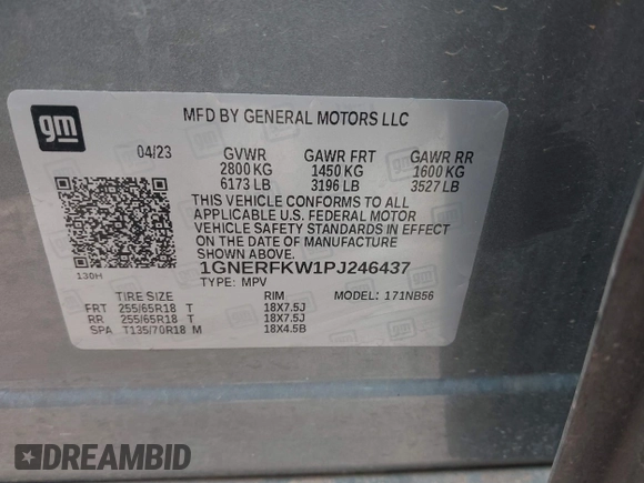 2023 Chevrolet Traverse LS with VIN 1GNERFKW1PJ246437, listed as a IAAI auction lot 41944069 with 23,618 mi miles. Bid and sale history available at carsss.com. Image 9.