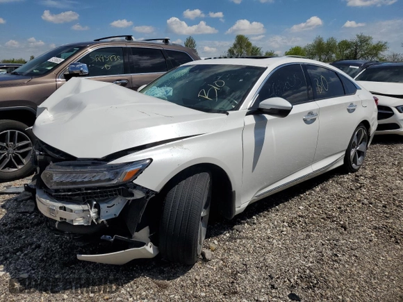 2020 Honda Accord Touring z VIN 1HGCV2F97LA018169, wystawiony jako Copart lot #55828685 z przebiegiem Nie podano mil oraz Szkoda całkowita • Salvage title. Historia ofert i sprzedaży dostępna na DreamBid. Obrazek 1.
