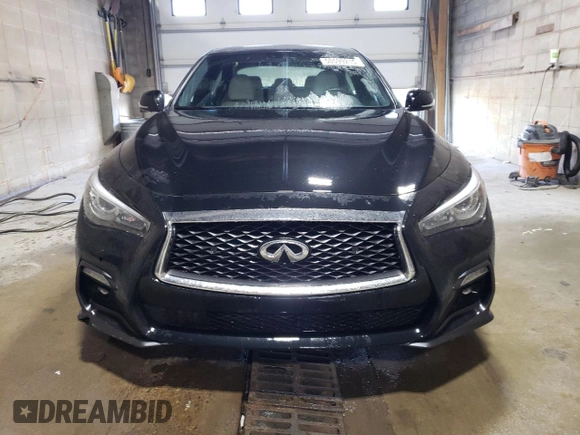 2020 Infiniti Q50 Red Sport 400 with VIN JN1FV7AR5LM660326, listed as a Copart auction lot 50599215 with 77,739 mi miles and Salvage Title. Bid and sale history available at carsss.com. Image 5.