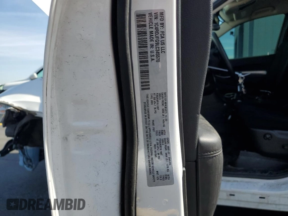 2020 Dodge Durango Pursuit with VIN 1C4RDJFG9LC345570, listed as a Copart auction lot 58355435 with 51,218 mi miles and Non repairable. Bid and sale history available at DreamBid. Image 14.
