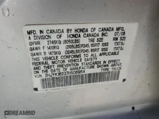 2007 Honda Ridgeline RT with VIN 2HJYK16237H506984, listed as a Copart auction lot 75750264 with 166,814 mi miles and Salvage Title. Bid and sale history available at carsss.com. Image 12.