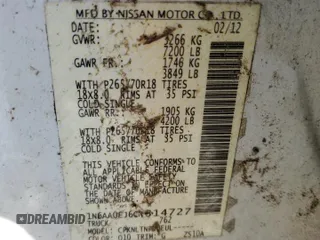 2012 Nissan Titan S with VIN 1N6AA0EJ6CN314727, listed as a Copart auction lot 76526594 with Not Provided miles and Non Repairable. Bid and sale history available at carsss.com. Image 12.
