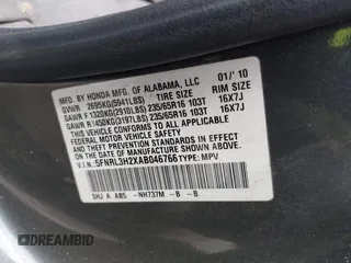 2010 Honda Odyssey LX with VIN 5FNRL3H2XAB046766, listed as a IAAI auction lot 41913825 with 191,643 mi miles and . Bid and sale history available at DreamBid. Image 9.