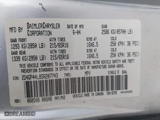 2005 Dodge Caravan SXT with VIN 2D4GP44L85R207743, listed as a IAAI auction lot 41651028 with 56,754 mi miles. Bid and sale history available at carsss.com. Image 9.
