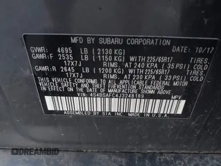 2018 Subaru Outback Premium with VIN 4S4BSAFC4J3248189, listed as a IAAI auction lot 42725208 with 52,391 mi miles and . Bid and sale history available at DreamBid. Image 9.