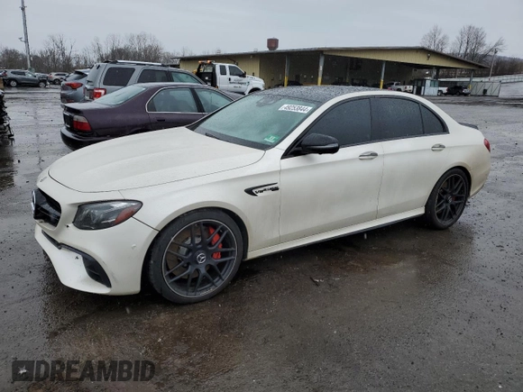 2018 Mercedes-Benz E-Class AMG E 63 S with VIN WDDZF8KB8JA251675, listed as a Copart auction lot 49253844 with 0 mi miles and Salvage Title. Bid and sale history available at carsss.com. Image 1.