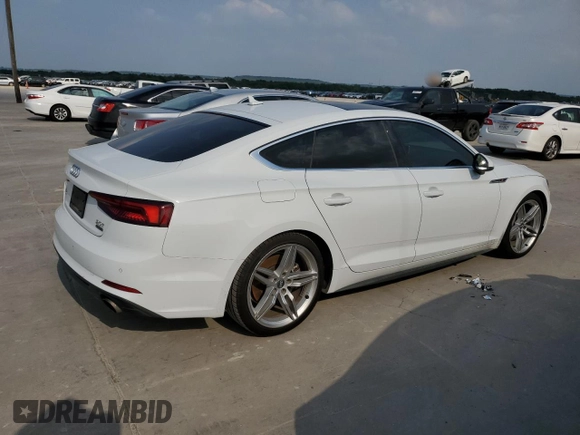 2018 Audi A5 Sportback Premium Plus with VIN WAUENCF57JA058238, listed as a Copart auction lot 56822873 with 86,782 mi miles. Bid and sale history available at carsss.com. Image 3.