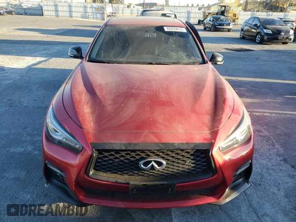 2021 Infiniti Q50 Red Sport 400 with VIN JN1FV7DP4MM850257, listed as a Copart auction lot 42459615 with 46,003 mi miles and Salvage Title. Bid and sale history available at DreamBid. Image 5.