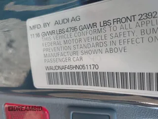 2017 Audi A4 Season of Audi Premium with VIN WAUDNAF45HN051170, listed as a IAAI auction lot 41508670 with 78,511 mi miles. Bid and sale history available at carsss.com. Image 9.
