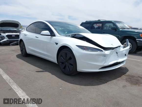 2025 Tesla Model 3 Long Range with VIN 5YJ3E1EA9SF943028, listed as a IAAI auction lot 42372207 with 3,975 mi miles and . Bid and sale history available at DreamBid. Image 1.
