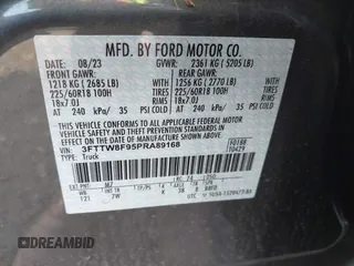 2023 Ford Maverick XL with VIN 3FTTW8F95PRA89168, listed as a IAAI auction lot 41383090 with 15,873 mi miles and . Bid and sale history available at DreamBid. Image 9.