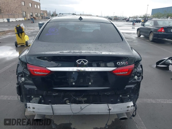 2020 Infiniti Q50 Red Sport 400 with VIN JN1FV7AP2LM630067, listed as a IAAI auction lot 41916706 with 38,786 mi miles and . Bid and sale history available at carsss.com. Image 17.