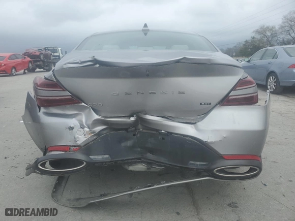2022 Genesis G70 3.3T with VIN KMTG54TE0NU094803, listed as a Copart auction lot 79258544 with 42,832 mi miles and Salvage Title. Bid and sale history available at carsss.com. Image 6.