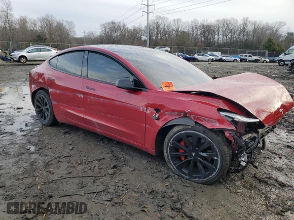 2022 Tesla Model 3 with VIN 5YJ3E1EAXNF187262, listed as a Copart auction lot 86545314 with 85,718 mi miles and Salvage Title. Bid and sale history available at DreamBid. Image 4.