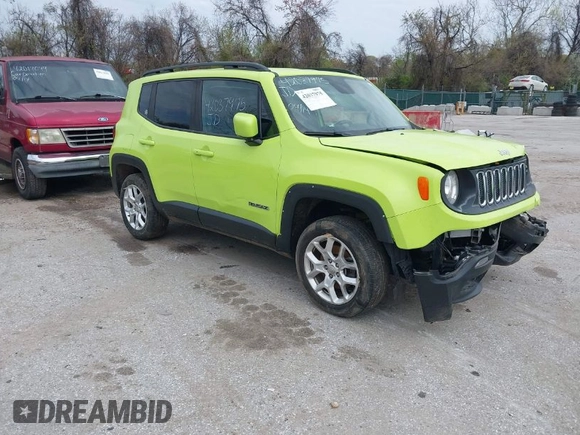 2017 Jeep Renegade Latitude with VIN ZACCJBBB1HPF11677, listed as a IAAI auction lot 42037975 with 58,527 mi miles. Bid and sale history available at carsss.com. Image 1.