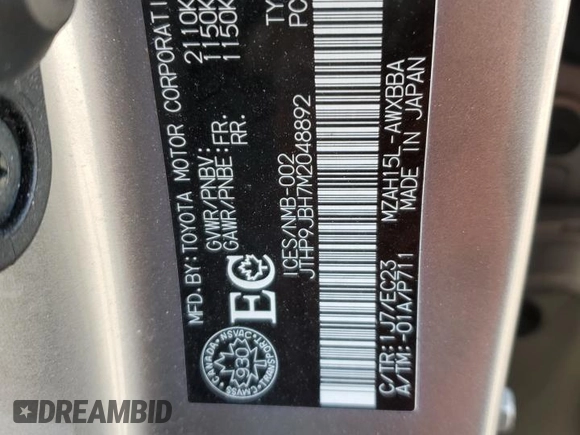 2021 Lexus UX 250h z VIN JTHP9JBH7M2048892, wystawiony jako Copart lot #52604065 z przebiegiem 46 202 mil mil oraz Czysty tytuł • Clean title. Historia ofert i sprzedaży dostępna na DreamBid. Obrazek 14.