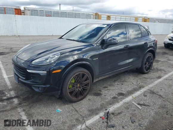 2017 Porsche Cayenne S E-Hybrid with VIN WP1AE2A26HLA74128, listed as a Copart auction lot 46486355 with 57,482 mi miles and Salvage title. Bid and sale history available at DreamBid. Image 1.