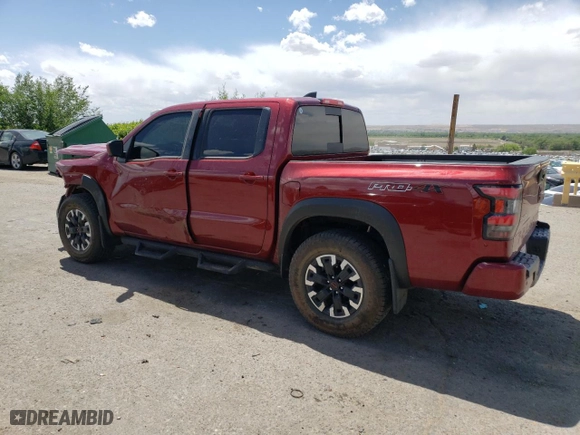 2023 Nissan Frontier PRO-4X with VIN 1N6ED1EK2PN618618, listed as a Copart auction lot 57197604 with 25,362 mi miles and Salvage Title. Bid and sale history available at carsss.com. Image 2.