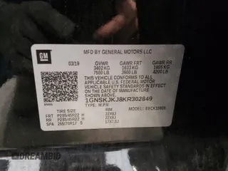 2019 Chevrolet Suburban Premier with VIN 1GNSKJKJ8KR302849, listed as a Copart auction lot 87717275 with 69,498 mi miles and Salvage Title. Bid and sale history available at DreamBid. Image 13.