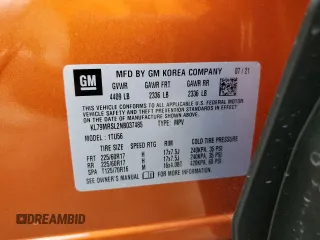 2022 Chevrolet TrailBlazer LT with VIN KL79MRSL2NB037485, listed as a Copart auction lot 56896854 with 5,355 mi miles and . Bid and sale history available at DreamBid. Image 13.