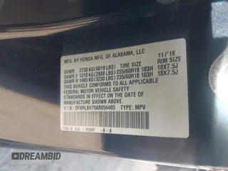 2019 Honda Odyssey EX-L with VIN 5FNRL6H75KB054465, listed as a IAAI auction lot 41841488 with 141,790 mi miles. Bid and sale history available at carsss.com. Image 9.