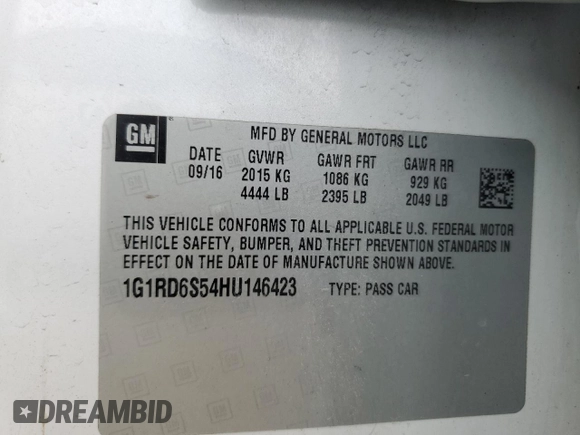 2017 Chevrolet Volt Premier with VIN 1G1RD6S54HU146423, listed as a Copart auction lot 50934045 with 115,814 mi miles and Salvage Title. Bid and sale history available at carsss.com. Image 14.