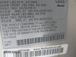 2009 Audi Q7 z VIN WA1AY74L99D023707, wystawiony jako IAAI lot #41649568 z przebiegiem 166 968 mil mil oraz . Historia ofert i sprzedaży dostępna na DreamBid. Obrazek 9.