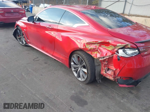 2018 Infiniti Q60 Red Sport 400 with VIN JN1FV7EL1JM630095, listed as a IAAI auction lot 41212992 with 97,970 mi miles and . Bid and sale history available at DreamBid. Image 6.