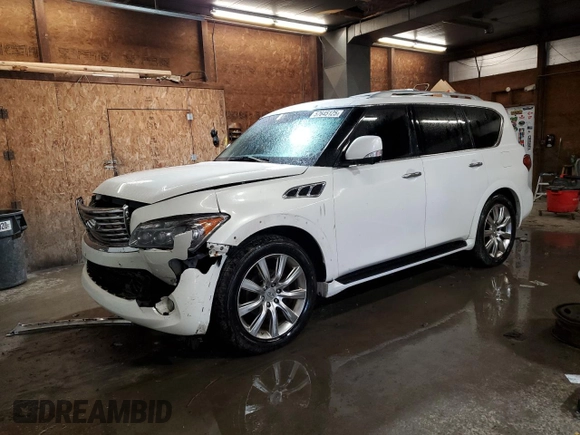 2014 Infiniti QX80 with VIN JN8AZ2NE9E9061705, listed as a Copart auction lot 57645125 with 147,845 mi miles and Salvage title. Bid and sale history available at DreamBid. Image 1.