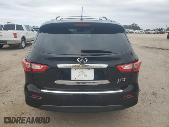 2013 Infiniti JX35 with VIN 5N1AL0MN5DC336213, listed as a Copart auction lot 76327014 with 126,852 mi miles and Salvage Title. Bid and sale history available at carsss.com. Image 6.