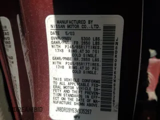 2003 Nissan Pathfinder LE z VIN JN8DR09Y63W835297, wystawiony jako Copart lot #76980904 z przebiegiem 254 778 mil mil oraz Szkoda całkowita • Salvage title. Historia ofert i sprzedaży dostępna na DreamBid. Obrazek 15.