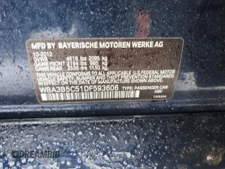 2013 BMW 3 Series 328i xDrive with VIN WBA3B5C51DF593606, listed as a Copart auction lot 44393335 with 0 mi miles and Clean Title. Bid and sale history available at carsss.com. Image 12.