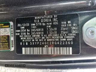 2024 Kia Telluride LX with VIN 5XYP24GC2RG422360, listed as a Copart auction lot 56885035 with Not provided miles and Salvage title. Bid and sale history available at DreamBid. Image 13.