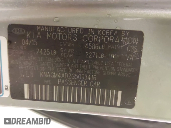 2016 Kia Optima z VIN KNAGM4AD2G5093416, wystawiony jako IAAI lot #41669462 z przebiegiem 104 108 mil mil oraz . Historia ofert i sprzedaży dostępna na DreamBid. Obrazek 9.