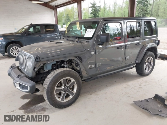2019 Jeep Wrangler Unlimited Sahara with VIN 1C4HJXEN0KW540591, listed as a IAAI auction lot 42076235 with 41,016 mi miles and . Bid and sale history available at DreamBid. Image 2.