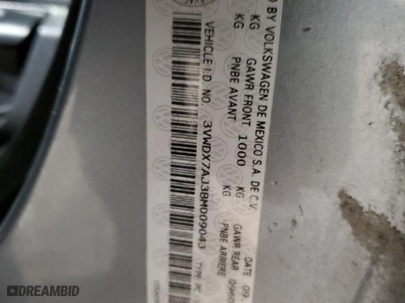 2011 Volkswagen Jetta Sedan SE w/Convenience with VIN 3VWDX7AJ3BM009043, listed as a Copart auction lot 50139035 with 186,588 mi miles and Salvage Title. Bid and sale history available at carsss.com. Image 12.