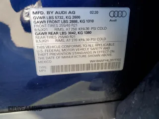 2020 Audi SQ5 Premium Plus with VIN WA1B4AFY4L2077702, listed as a Copart auction lot 76933874 with 76,419 mi miles and Salvage Title. Bid and sale history available at DreamBid. Image 13.