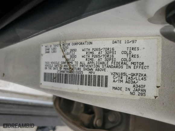 1998 Toyota 4Runner Limited with VIN JT3HN87R6W9010225, listed as a Copart auction lot 51259125 with 160,525 mi miles and Clean Title. Bid and sale history available at carsss.com. Image 13.