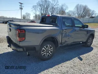 2024 Ford Ranger LARIAT with VIN 1FTER4KP8RLE39889, listed as a Copart auction lot 47591765 with 7,641 mi miles and Salvage Title. Bid and sale history available at carsss.com. Image 3.