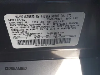 2014 Infiniti Q50 Sport with VIN JN1BV7AR3EM705555, listed as a IAAI auction lot 42221829 with 61,623 mi miles and . Bid and sale history available at DreamBid. Image 9.