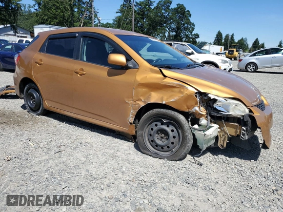 2009 Toyota Matrix S with VIN 2T1LE40E69C005921, listed as a Copart auction lot 58860675 with Not provided miles and Salvage title. Bid and sale history available at DreamBid. Image 4.